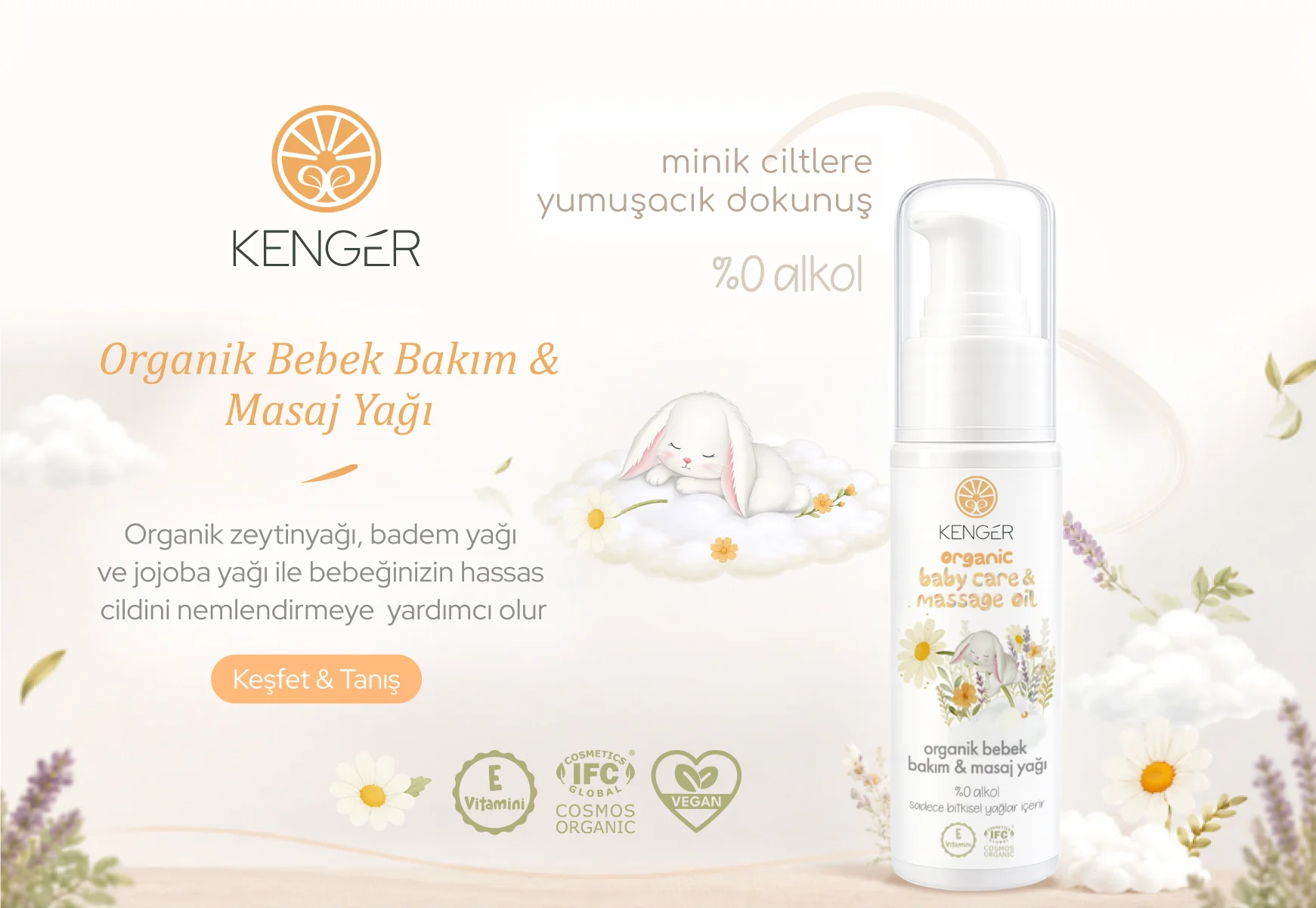 Organik Sertifikalı Bebek Bakım Masaj Yağı | KENGER